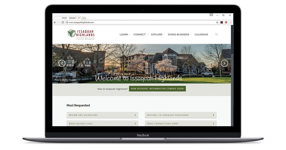 IssaquahHighlands.com website mock